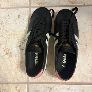 Gola womens  Black and White Sneakers with Pink Detail